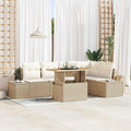 Gartensofa-set 6 Stk. Beige Poly-Rattan