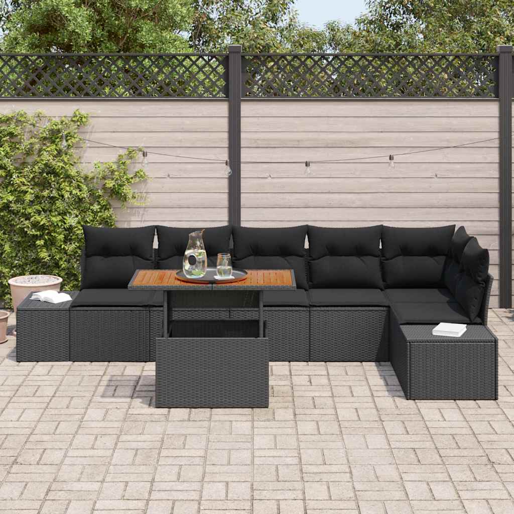 Garten Essgruppe mit Kissen 7 pcs Schwarz und Braun