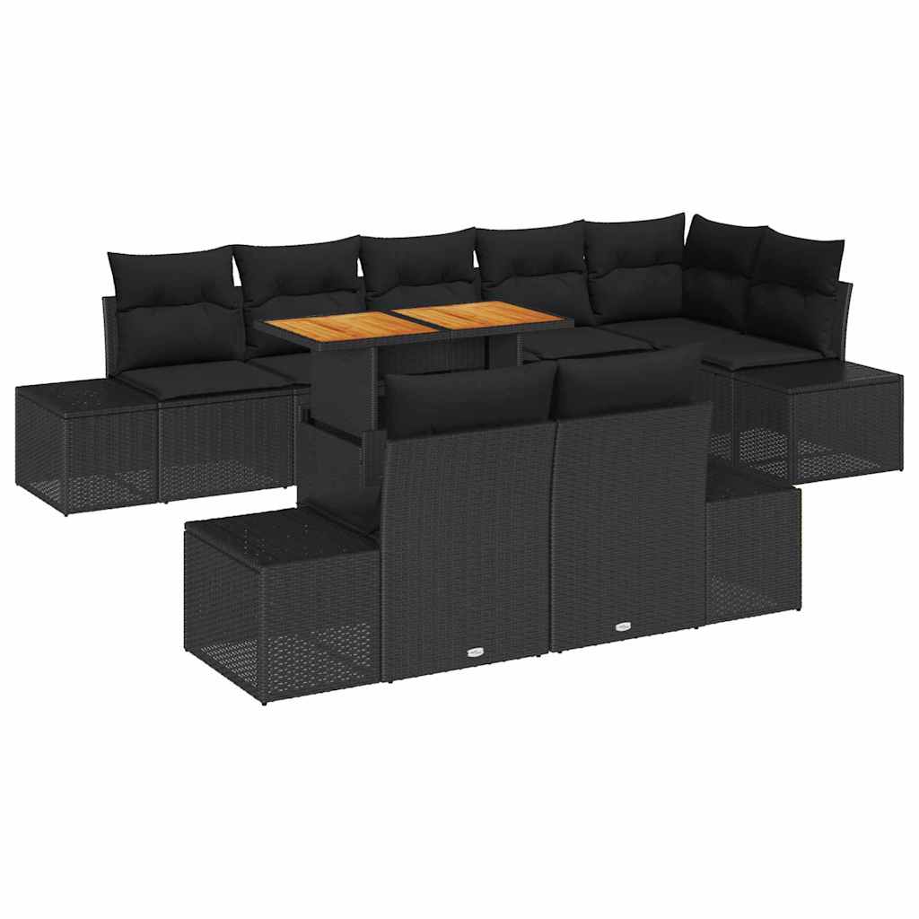 Garten Essgruppe mit Kissen 9 pcs Schwarz und Braun