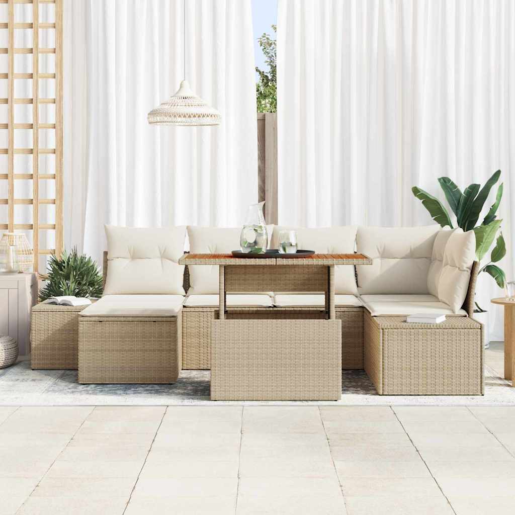 Gartensofa-set 7 pcs Beige und Creme