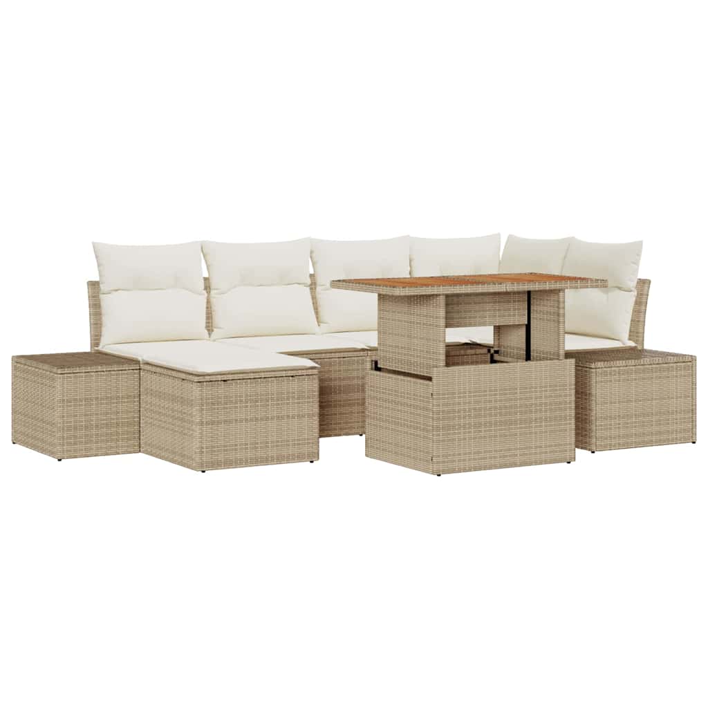 Gartensofa-set 7 pcs Beige und Creme