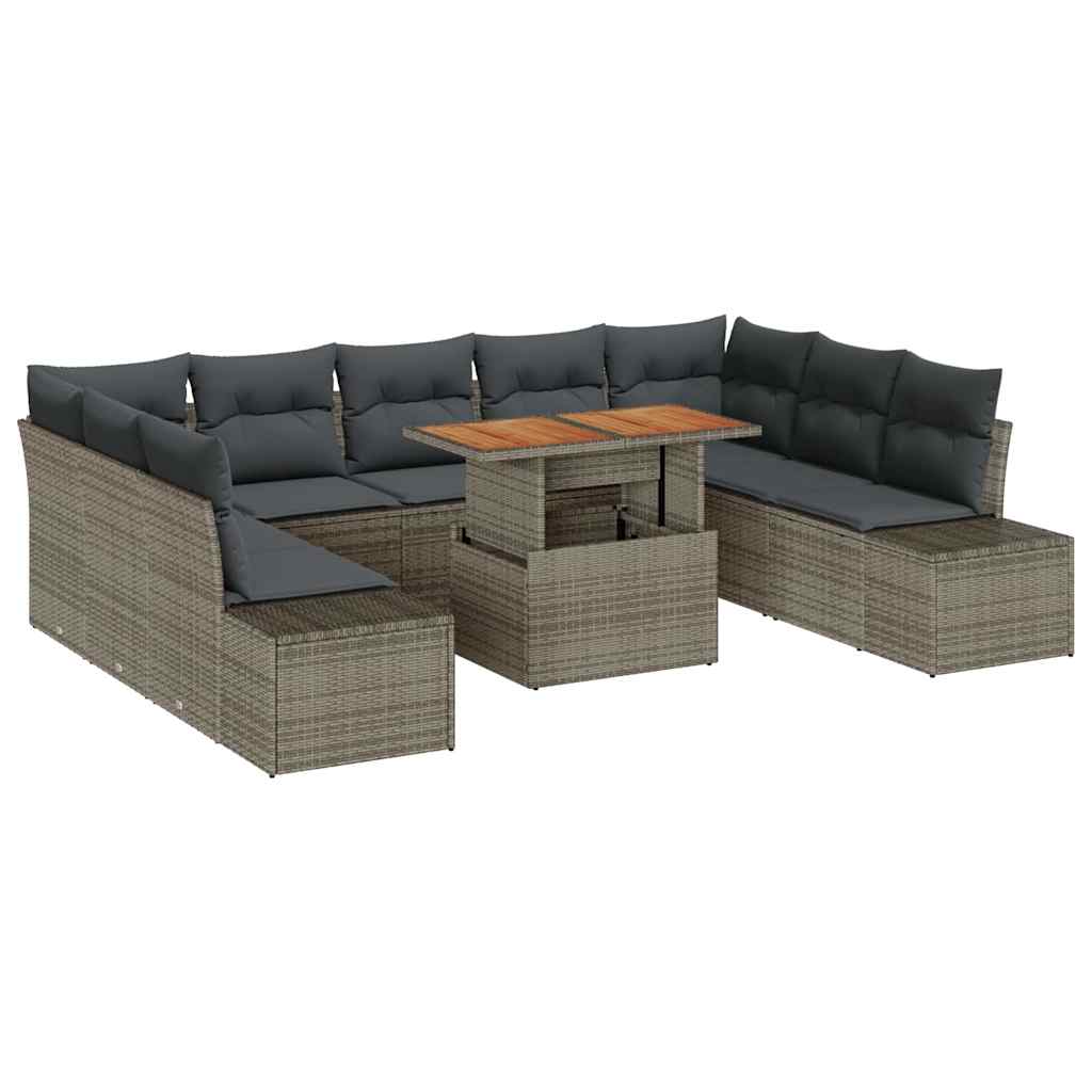 Garten Essgruppe mit Kissen 10 pcs Grau und Braun