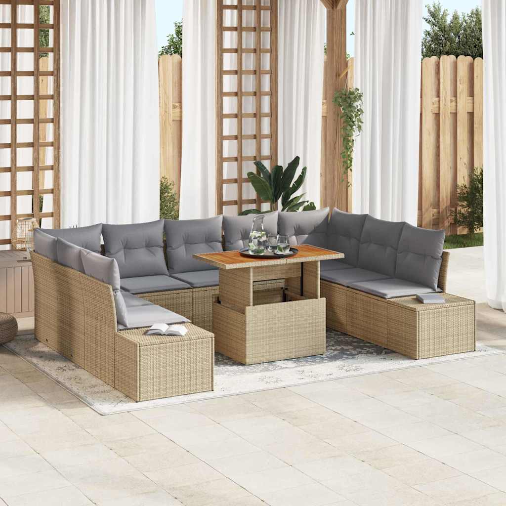 Garten Essgruppe mit Kissen 10 pcs Beige und Grau