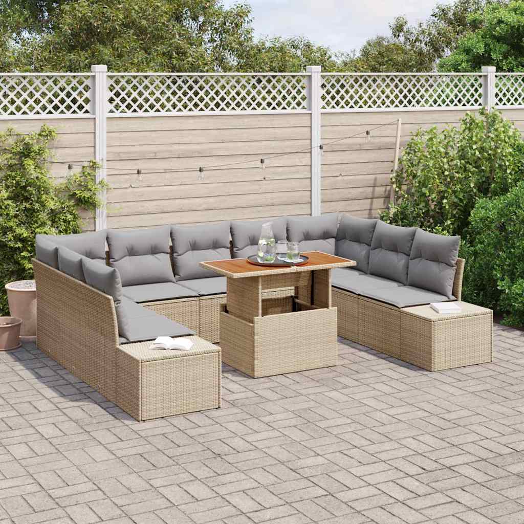 Garten Essgruppe mit Kissen 10 pcs Beige und Grau