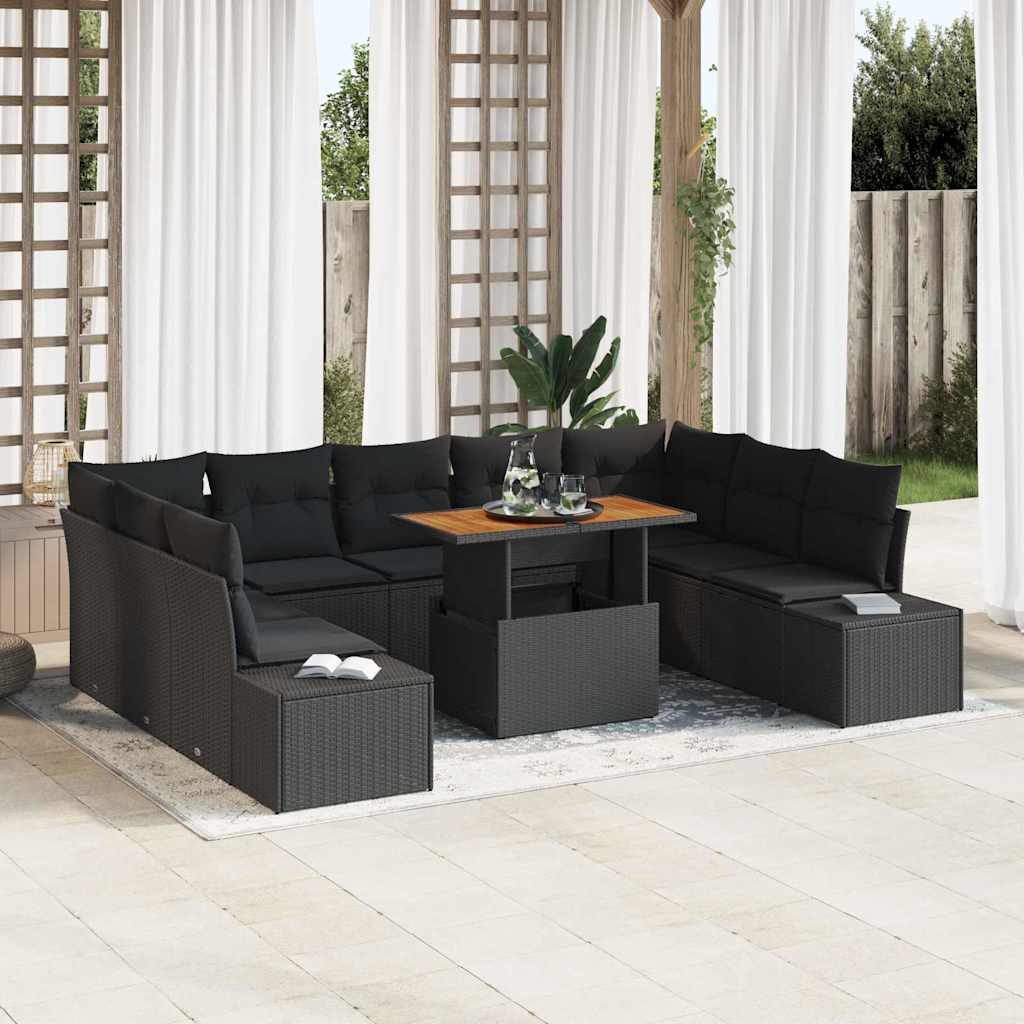 Garten Essgruppe mit Kissen 10 pcs Schwarz und Braun
