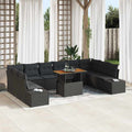 Garten-Sofa-Set mit Kissen 11 pcs Schwarz und Braun