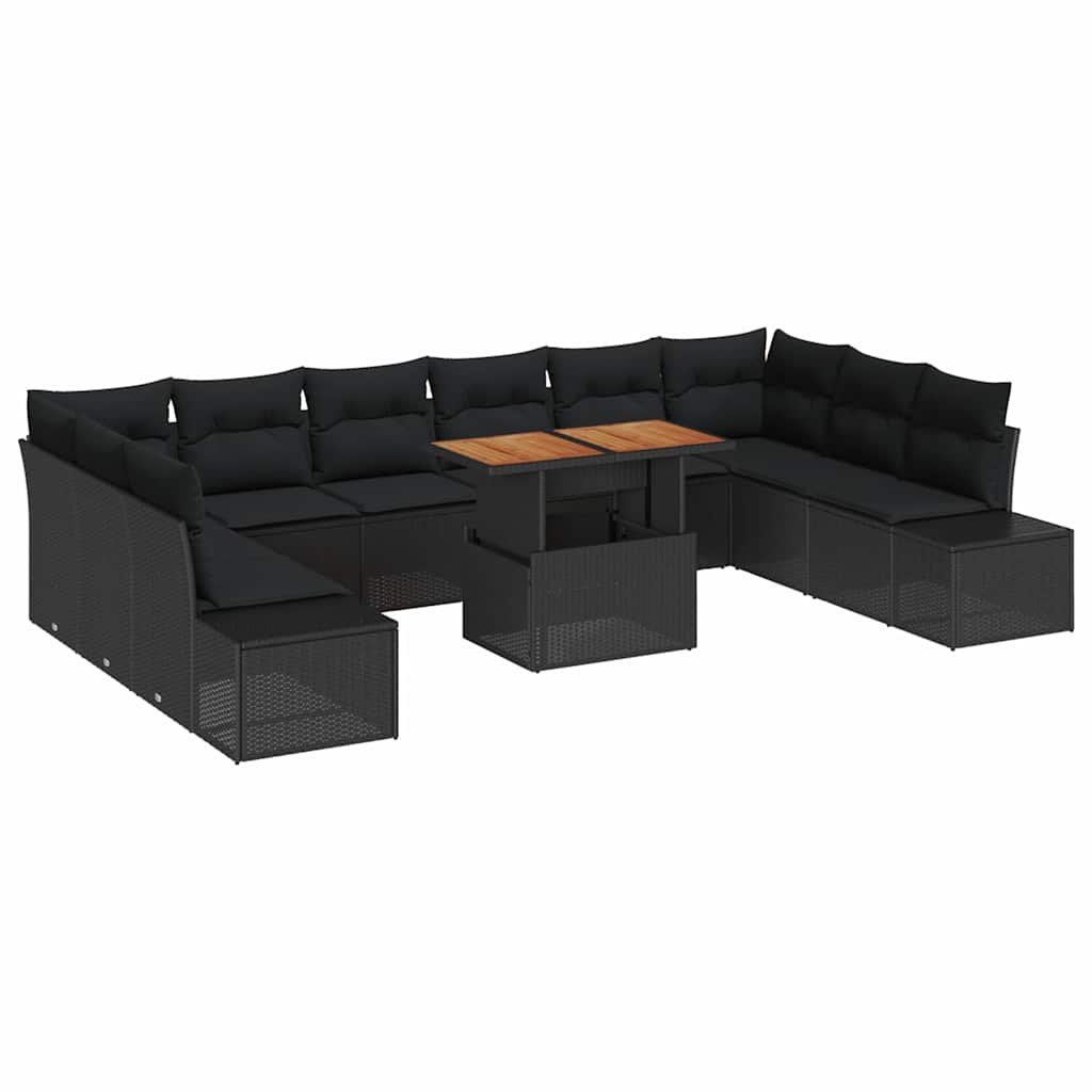 Garten-Sofa-Set mit Kissen 11 pcs Schwarz und Braun