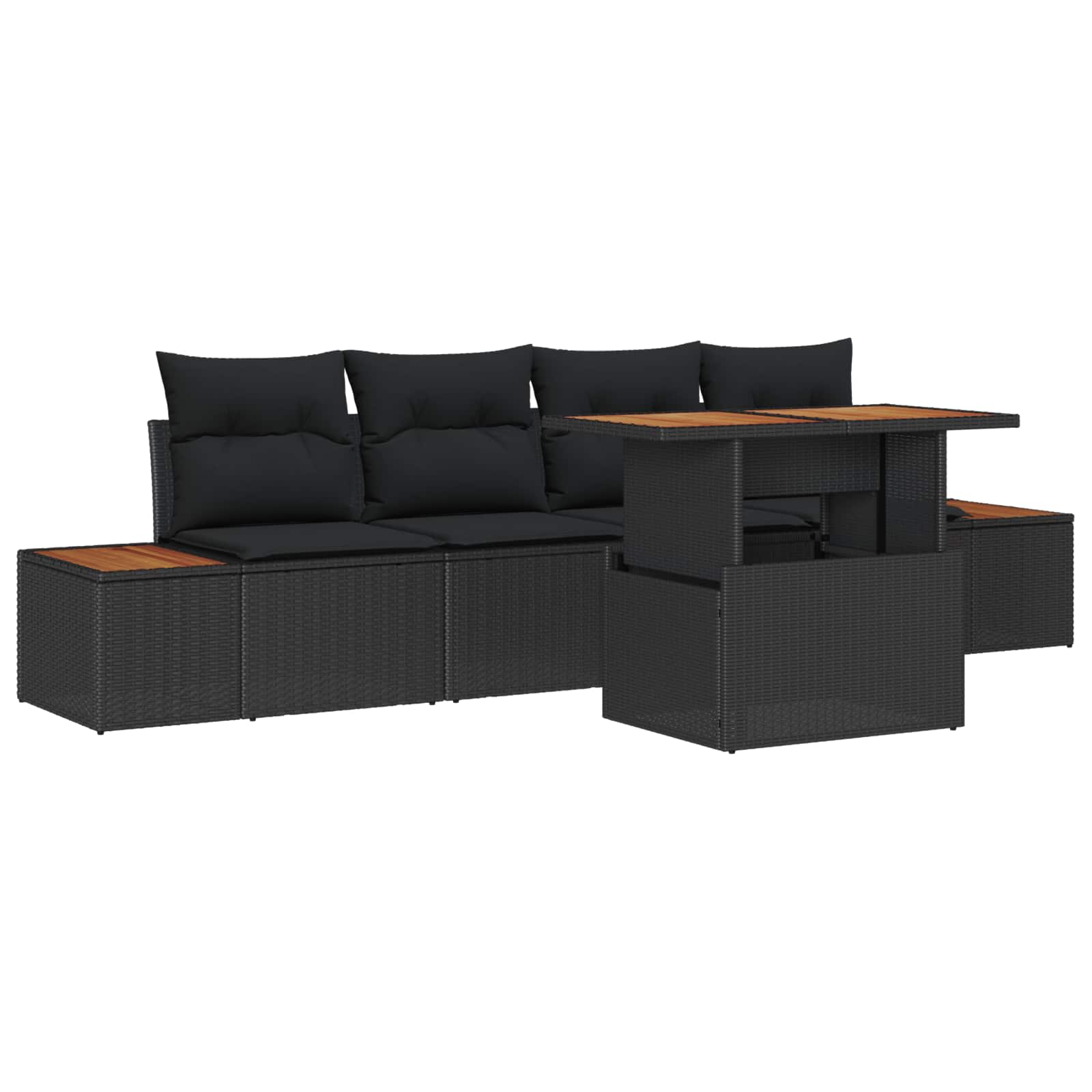 Garten Essgruppe mit Kissen 5 pcs Schwarz und Braun