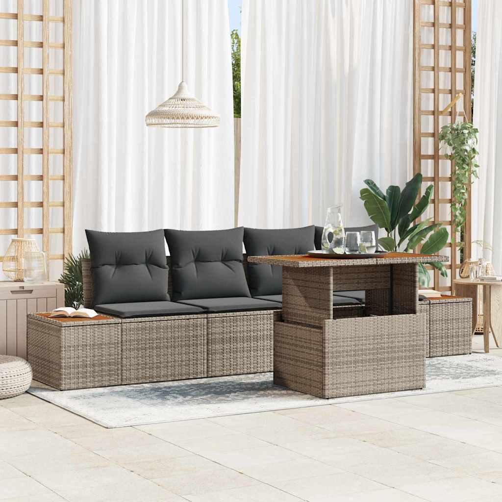 Garten Essgruppe mit Kissen 5 pcs Grau und Braun