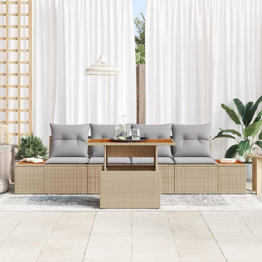 Garten Essgruppe mit Kissen 5 pcs Beige und Grau
