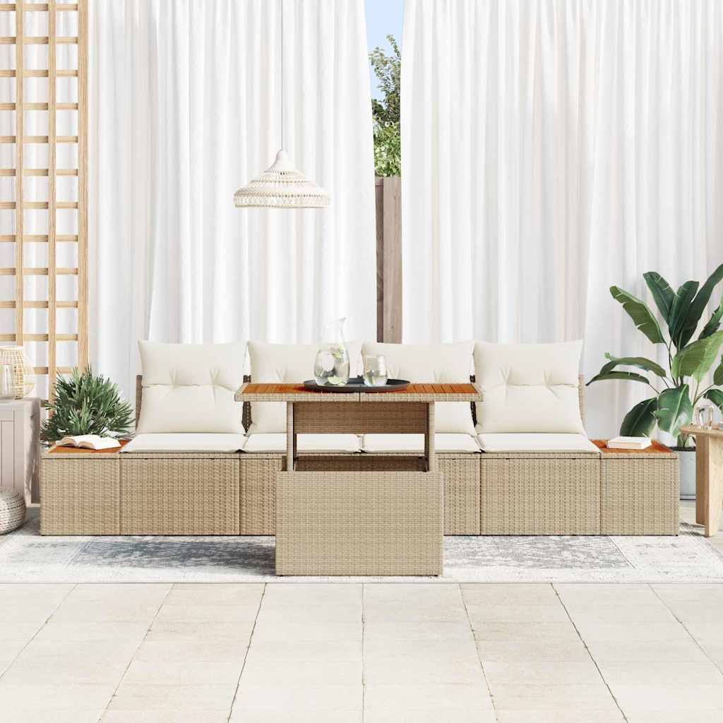 Gartensofa-set 5 Stk. Beige Poly-Rattan