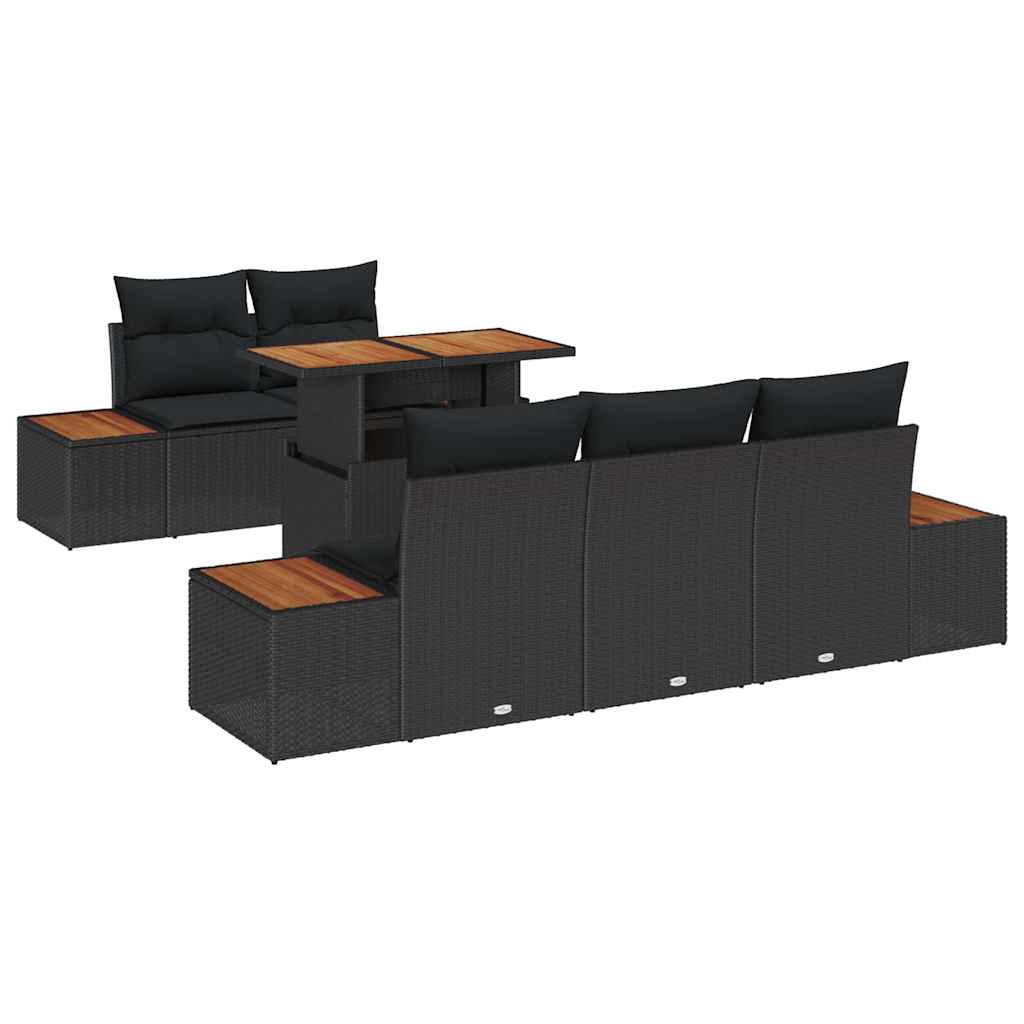 Garten Essgruppe mit Kissen 6 pcs Schwarz und Braun