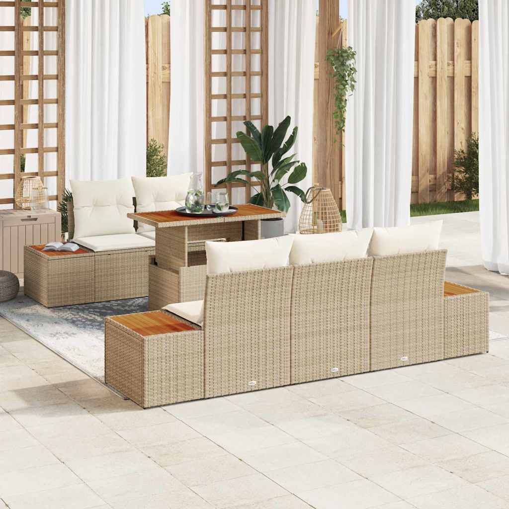 Garten Essgruppe mit Kissen 6 pcs Beige und Creme