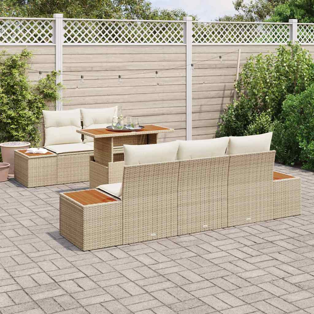 Garten Essgruppe mit Kissen 6 pcs Beige und Creme