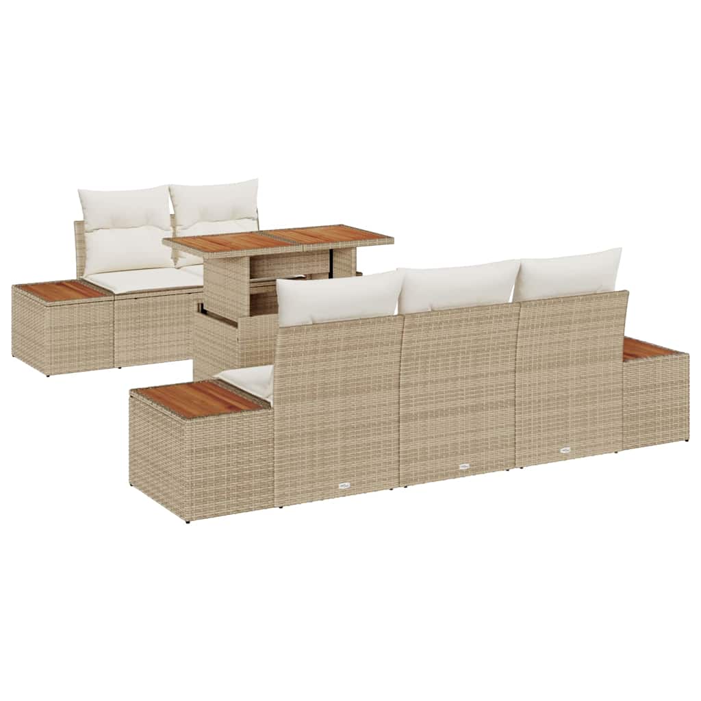Garten Essgruppe mit Kissen 6 pcs Beige und Creme