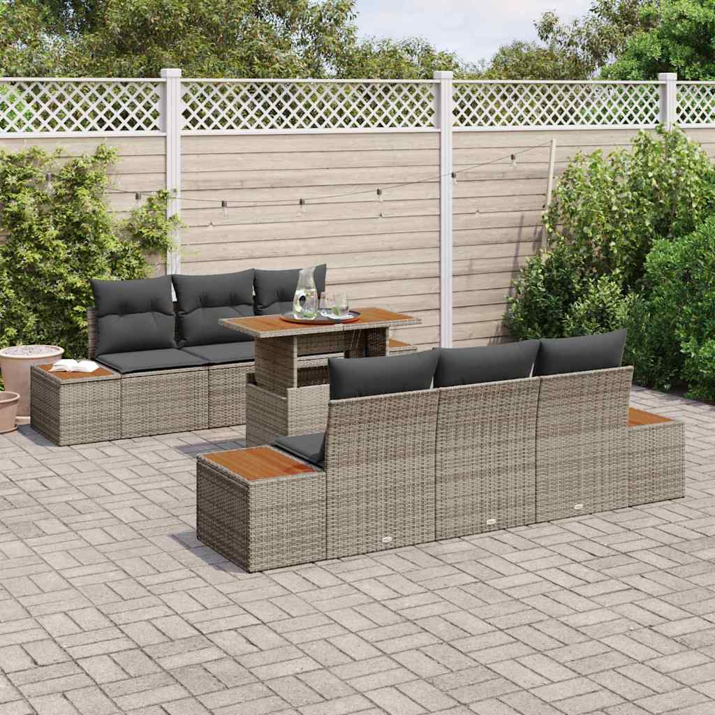 Garten Essgruppe mit Kissen 7 pcs Grau und Braun