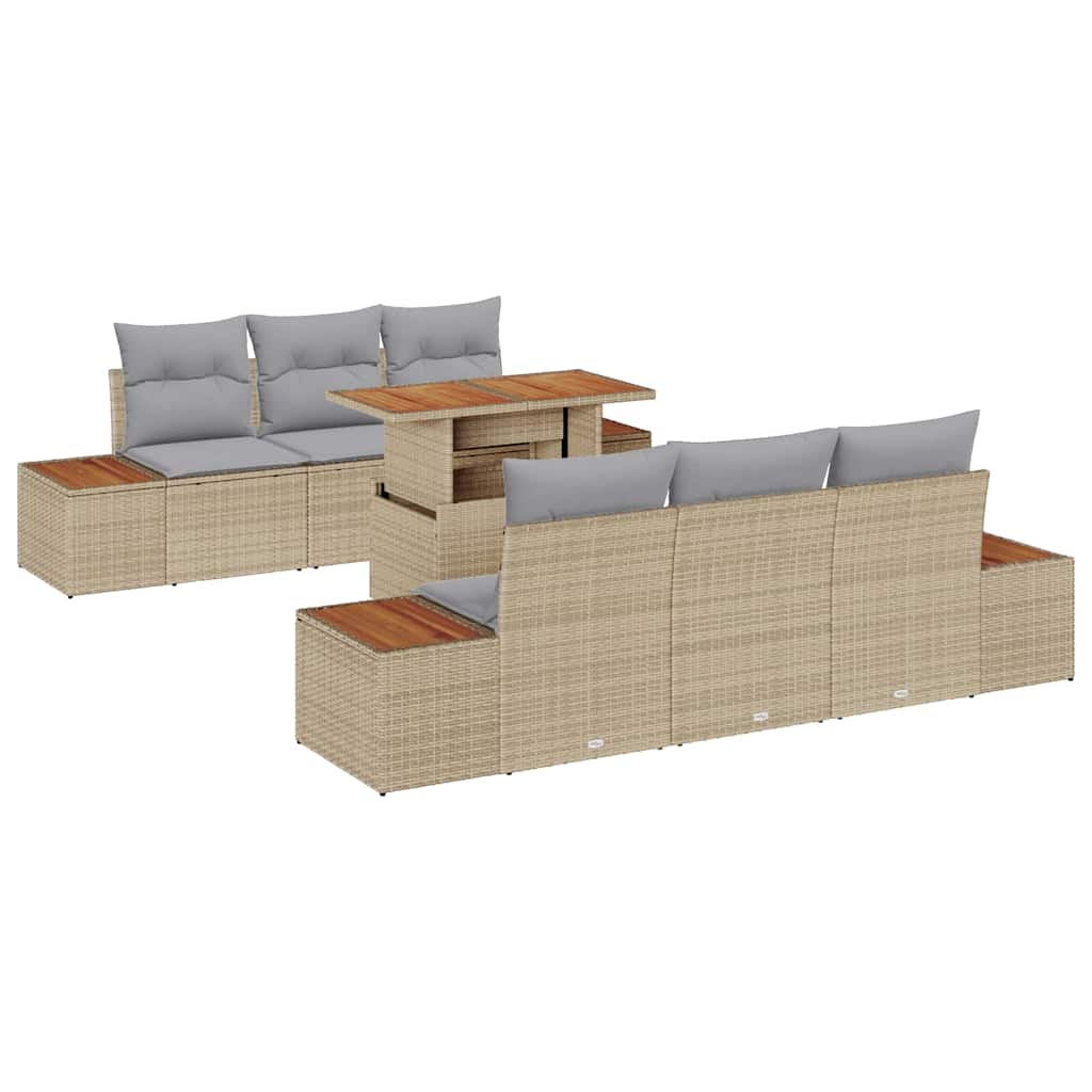 Garten Essgruppe mit Kissen 7 pcs Beige und Grau