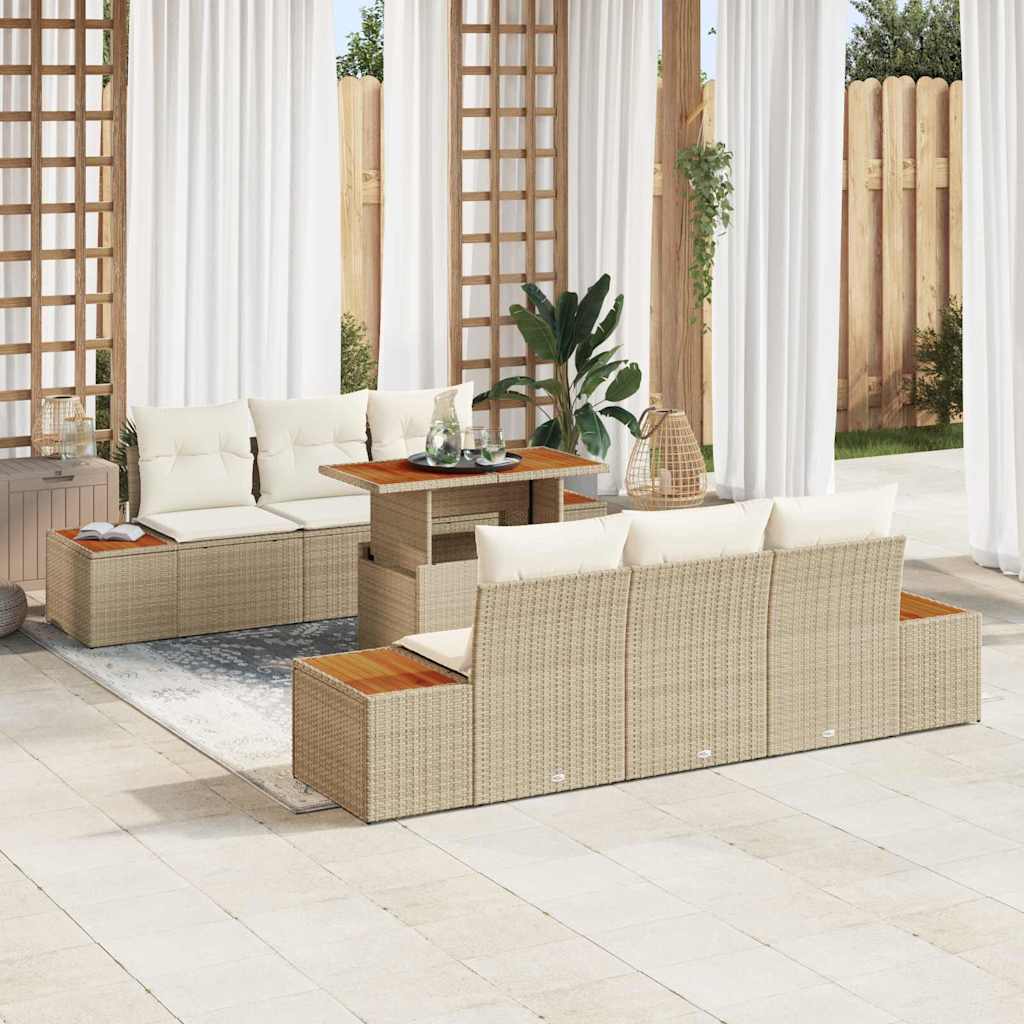 Gartensofa-set 7 Stk. Beige und Creme