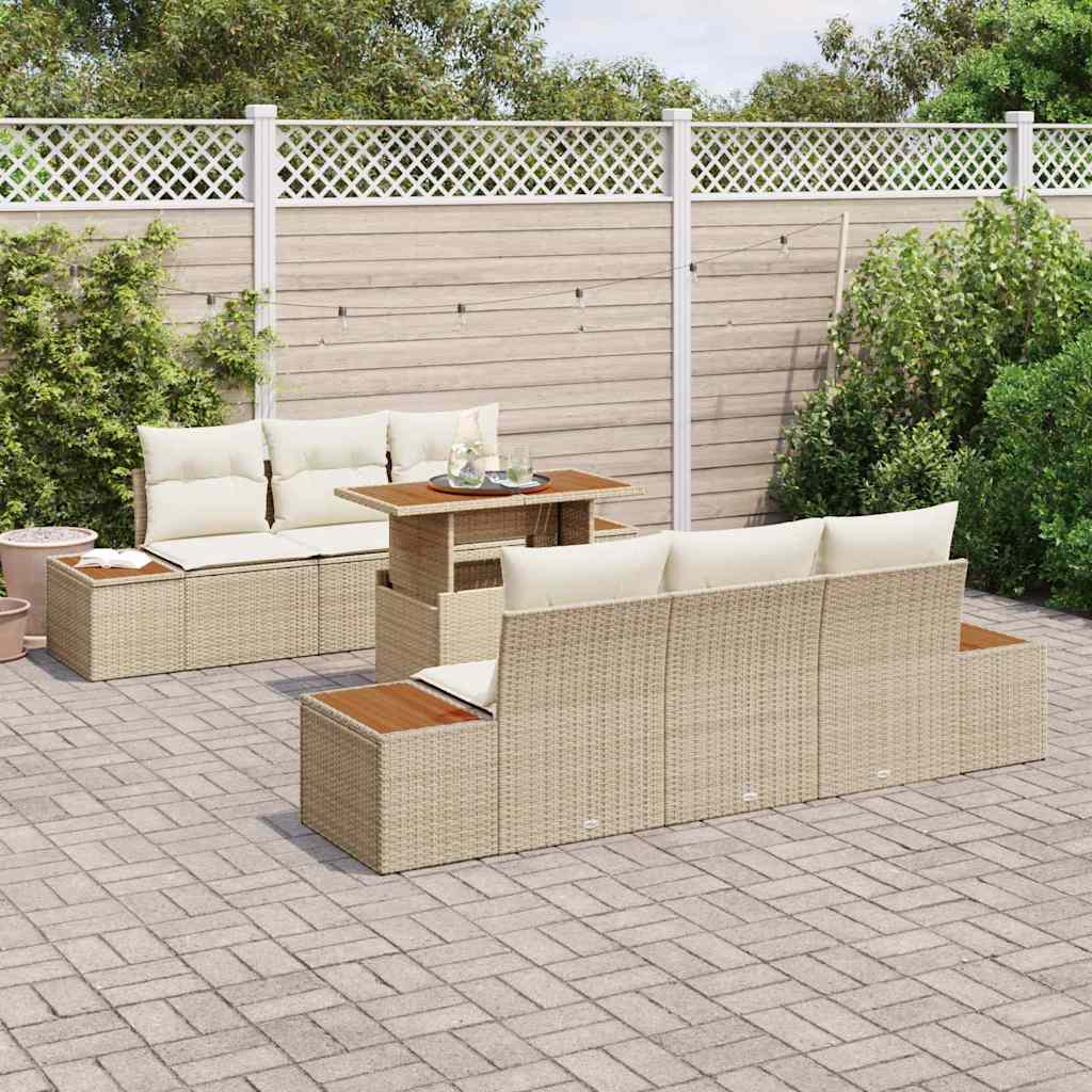 Gartensofa-set 7 Stk. Beige und Creme