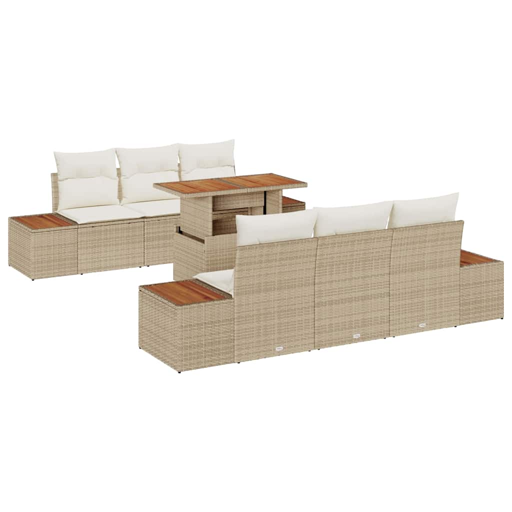 Gartensofa-set 7 Stk. Beige und Creme