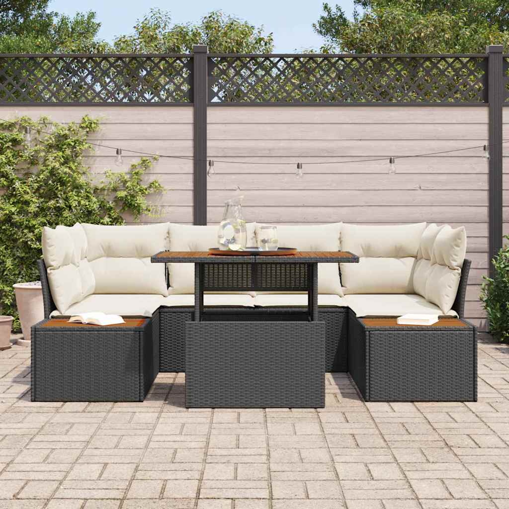 Garten Essgruppe mit Kissen 9 pcs Schwarz und Beige