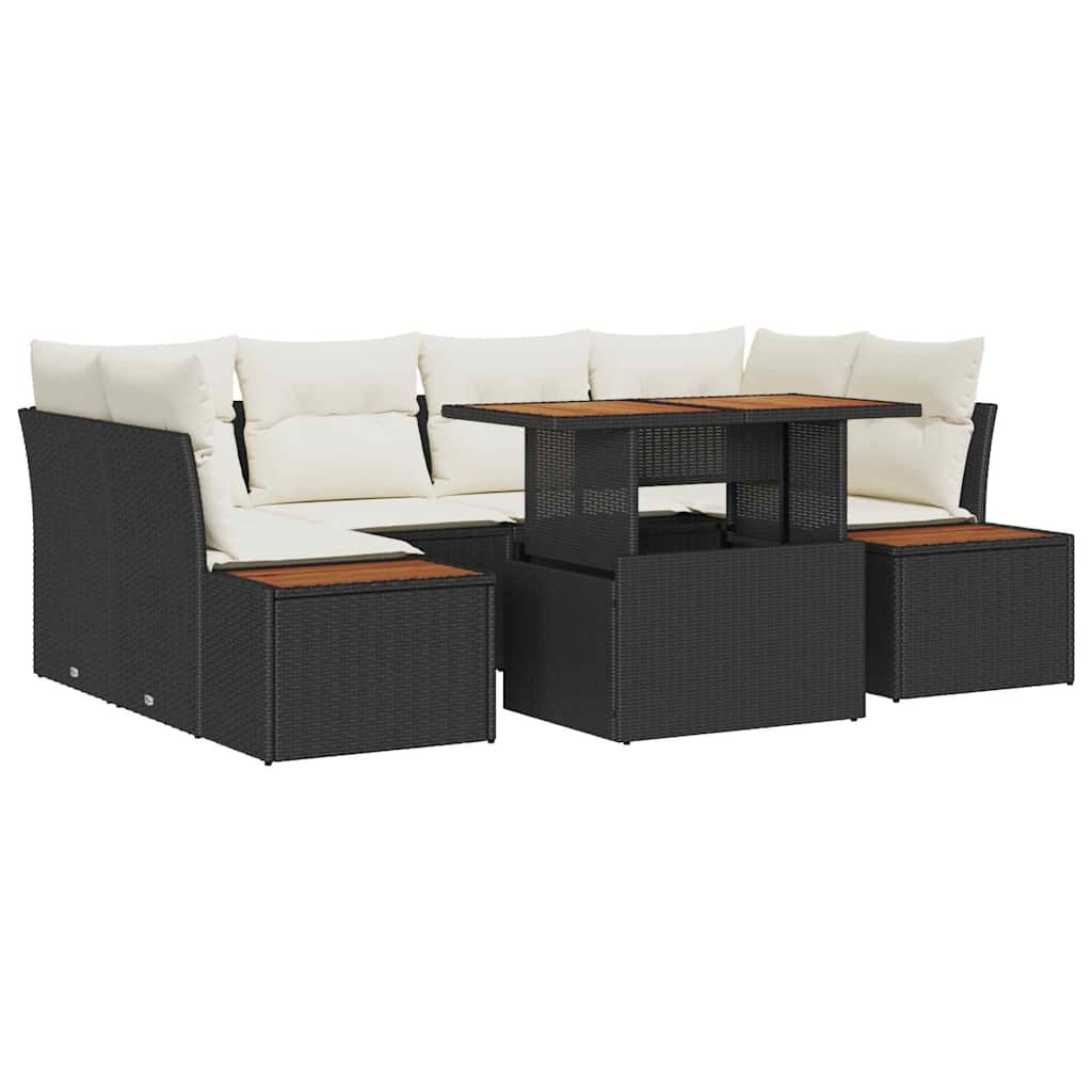 Garten Essgruppe mit Kissen 9 pcs Schwarz und Beige