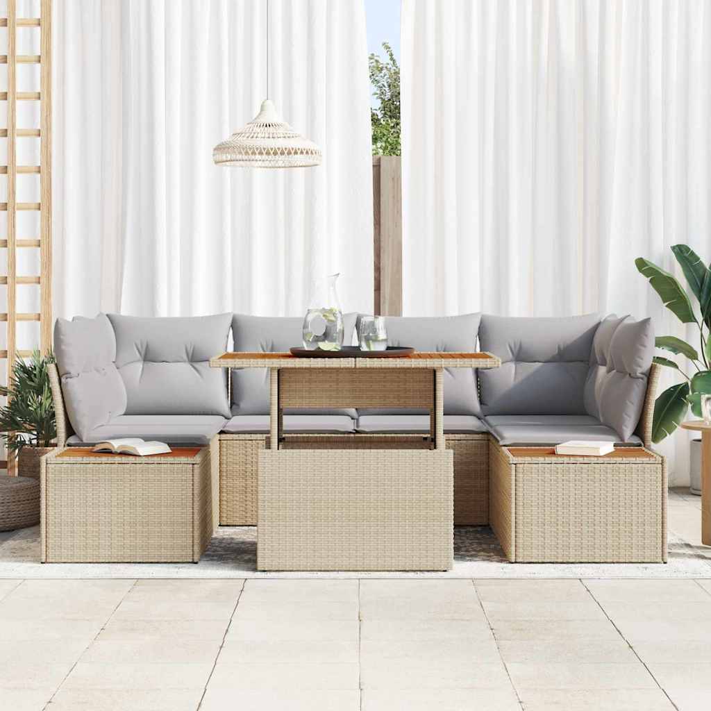 Garten Essgruppe mit Kissen 9 pcs Beige und Grau