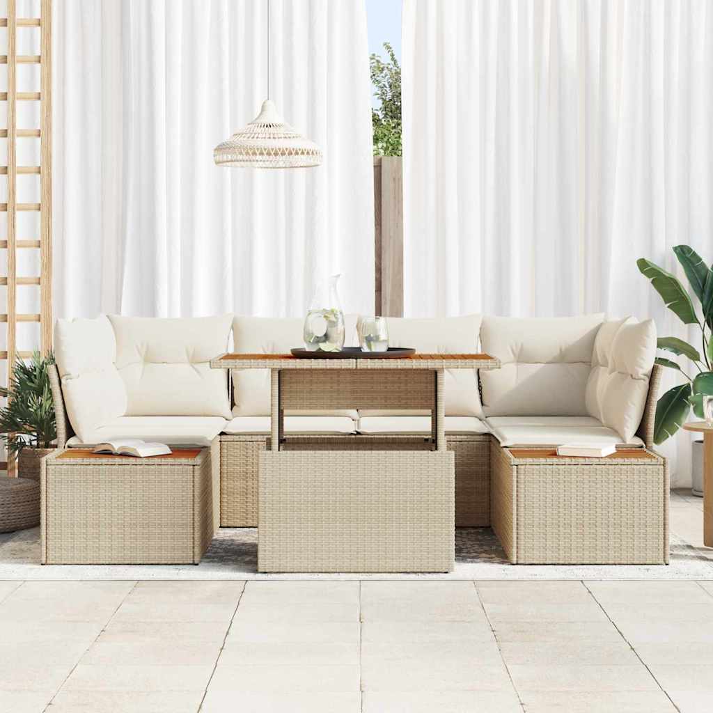 Gartensofa-set 9 Stk. Beige und Creme