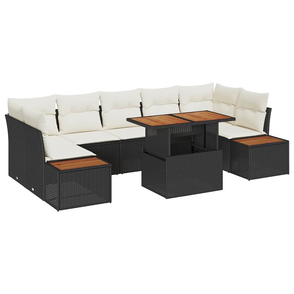 Garten Essgruppe mit Kissen 8 pcs Schwarz und Beige