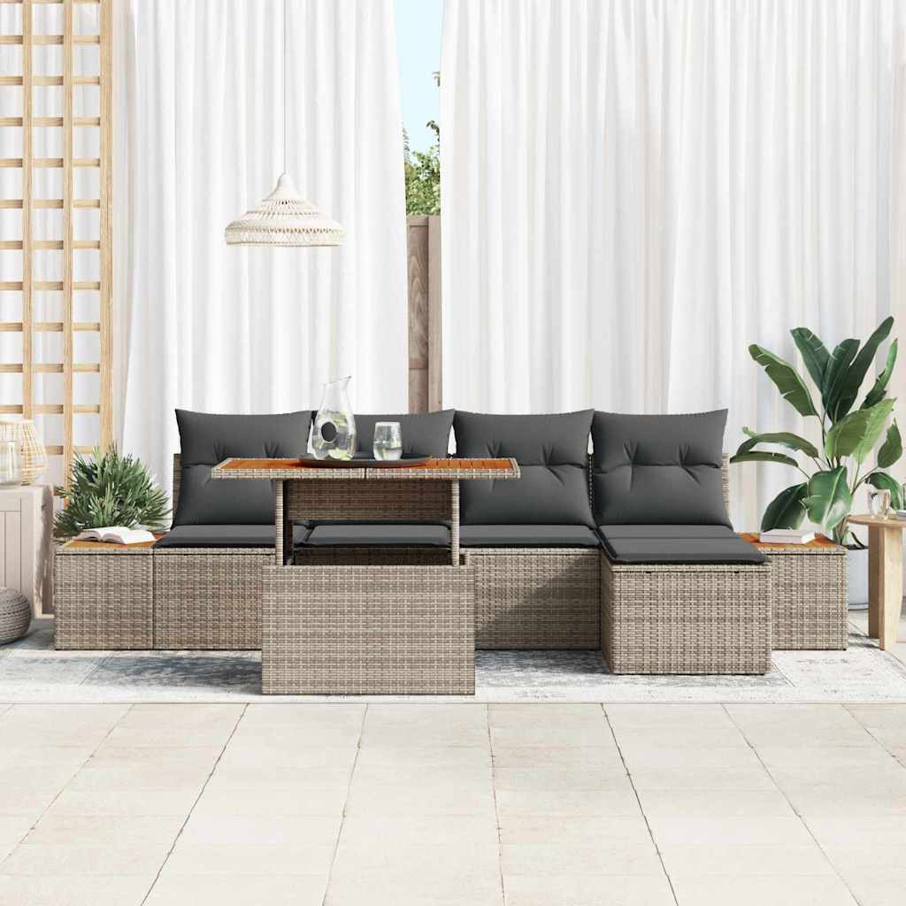 Garten Essgruppe mit Kissen 6 pcs Grau und Braun