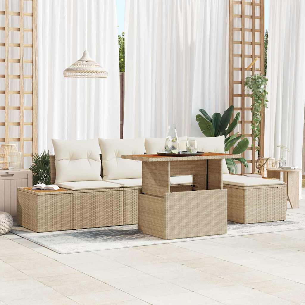 Gartensofa-set 6 pcs Beige und Creme
