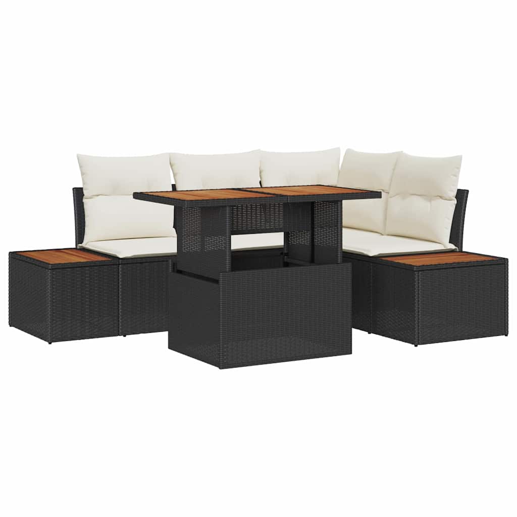 Garten Essgruppe mit Kissen 5 pcs Schwarz und Beige