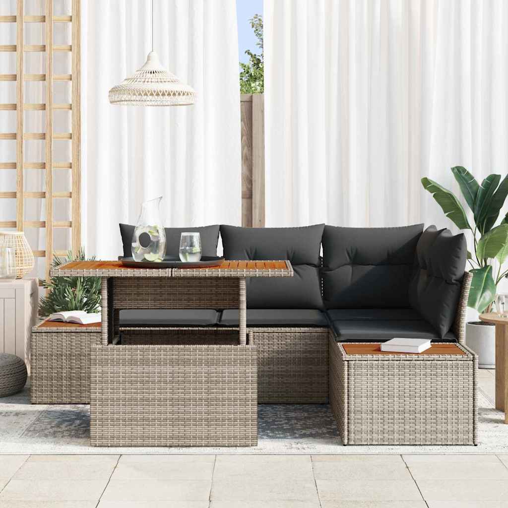 Garten Essgruppe mit Kissen 5 pcs Grau und Braun