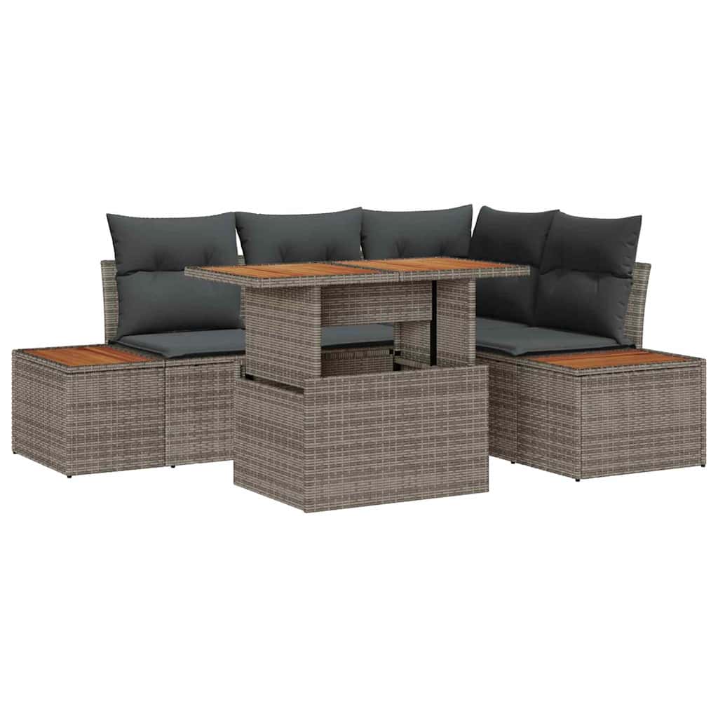 Garten Essgruppe mit Kissen 5 pcs Grau und Braun