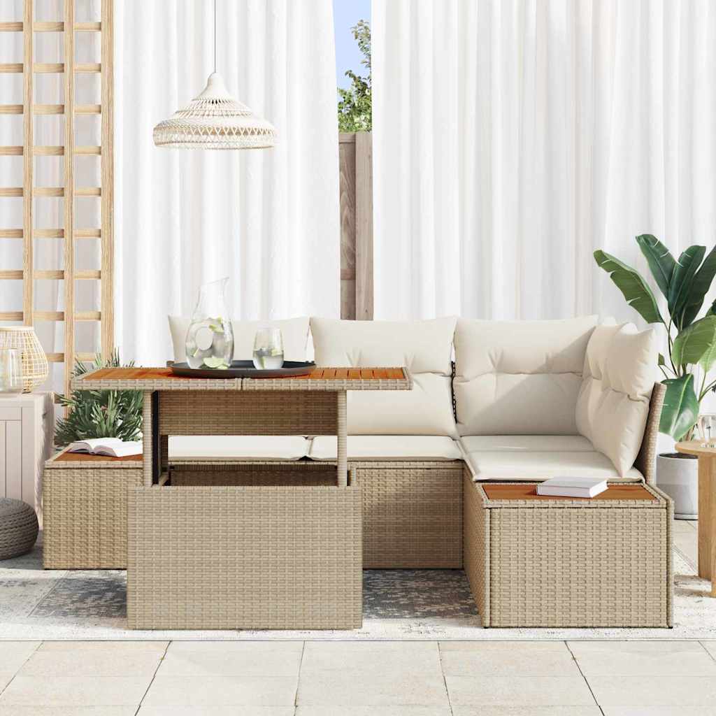 Garten Essgruppe mit Kissen 5 pcs Beige und Creme
