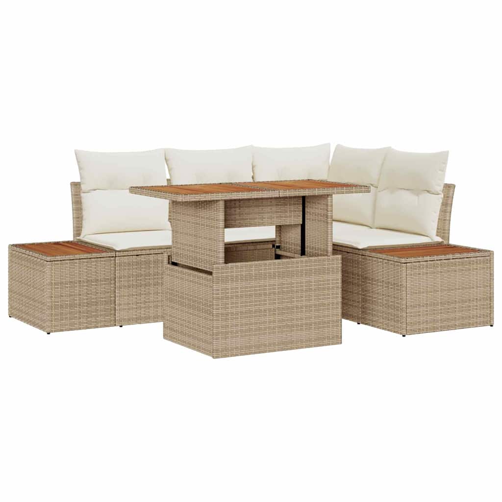 Garten Essgruppe mit Kissen 5 pcs Beige und Creme