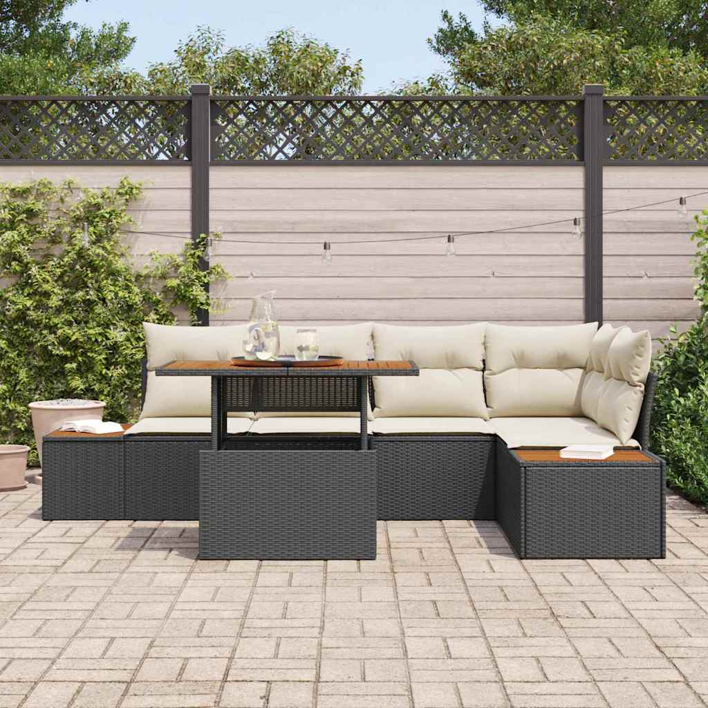 Garten Essgruppe mit Kissen 6 pcs Schwarz und Beige