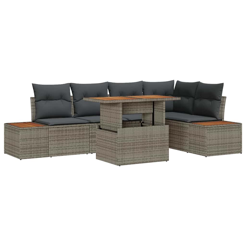 Garten Essgruppe mit Kissen 6 pcs Grau und Braun