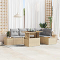 Garten Essgruppe mit Kissen 6 pcs Beige und Grau
