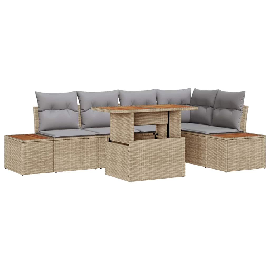 Garten Essgruppe mit Kissen 6 pcs Beige und Grau