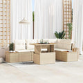 Gartensofa-set 6 Stk. Beige Poly-Rattan