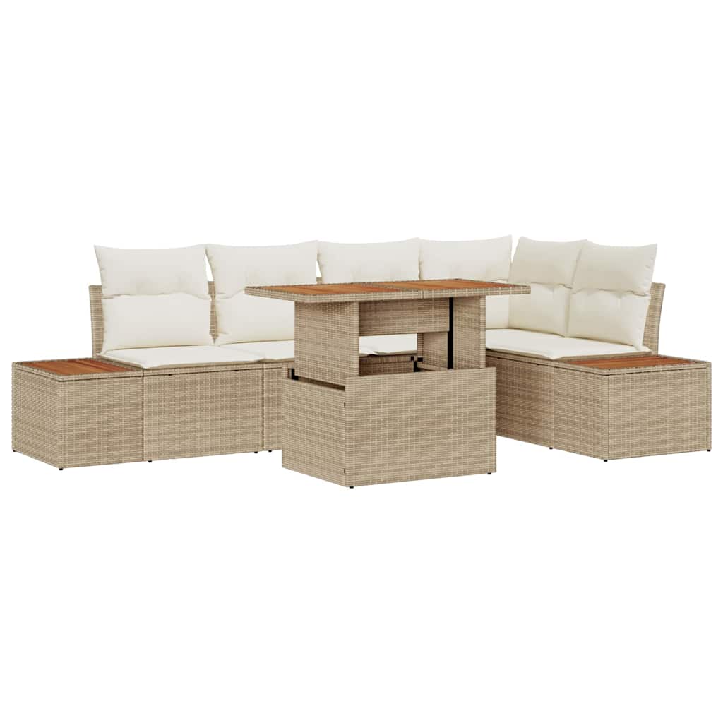 Gartensofa-set 6 Stk. Beige Poly-Rattan