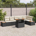 Garten Essgruppe mit Kissen 7 pcs Schwarz und Beige