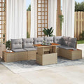 Garten Essgruppe mit Kissen 7 pcs Beige und Grau
