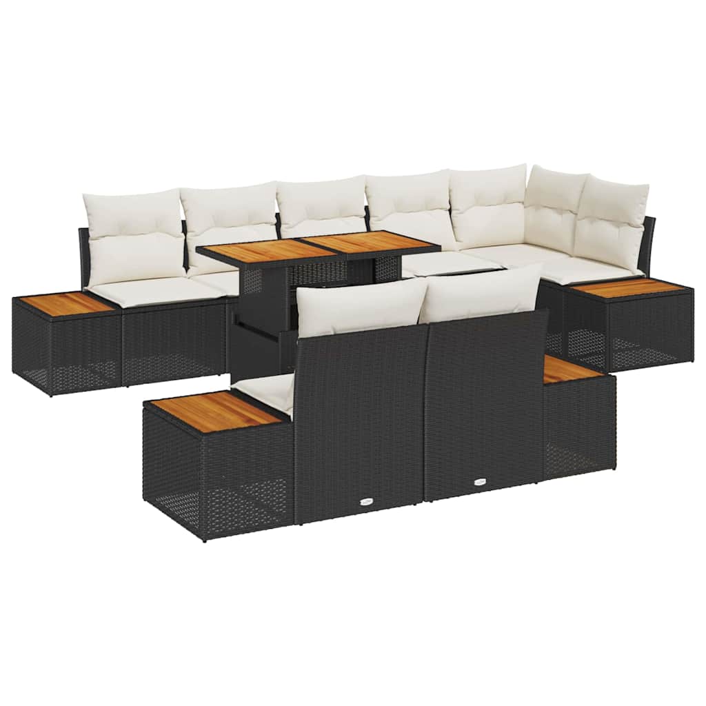 Garten Essgruppe mit Kissen 9 pcs Schwarz und Beige