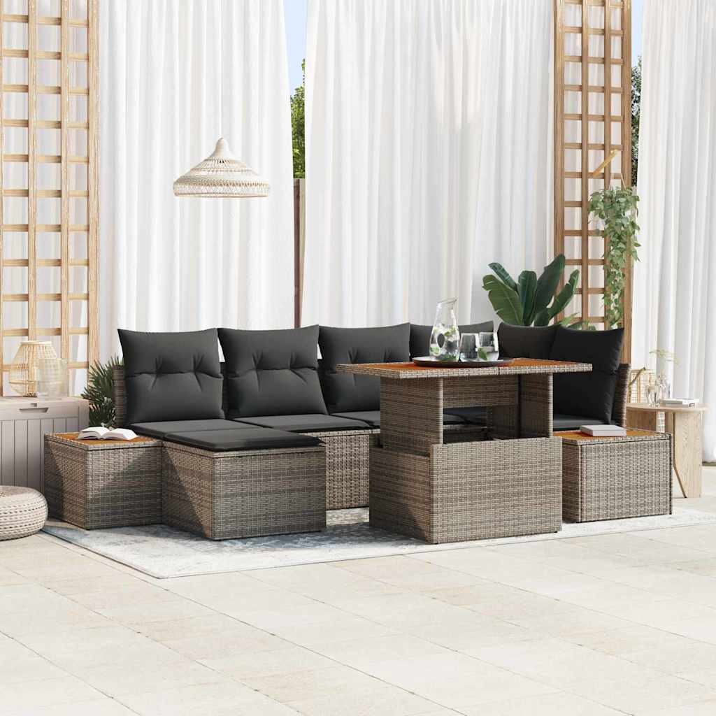 Garten Essgruppe mit Kissen 7 pcs Grau und Braun