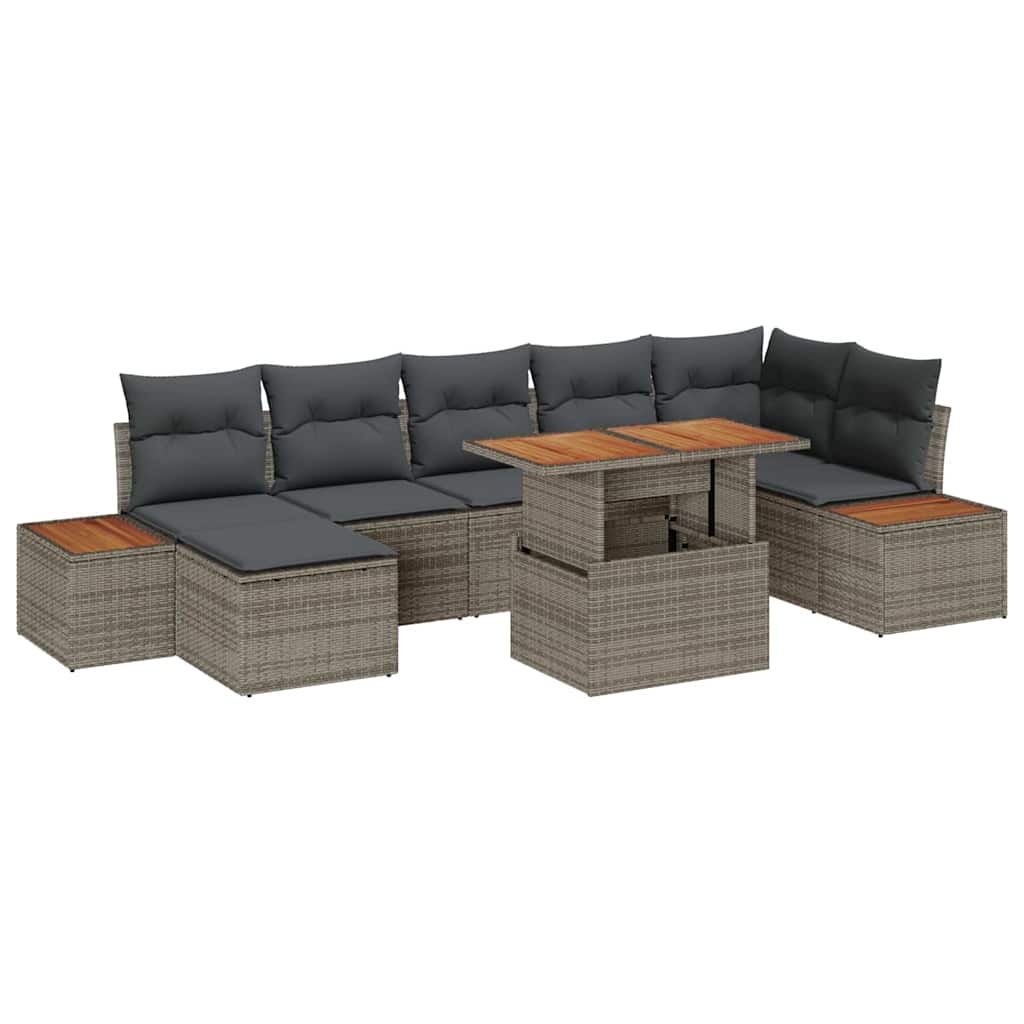 Garten Essgruppe mit Kissen 8 pcs Grau und Braun