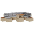 Garten Essgruppe mit Kissen 9 pcs Beige und Grau
