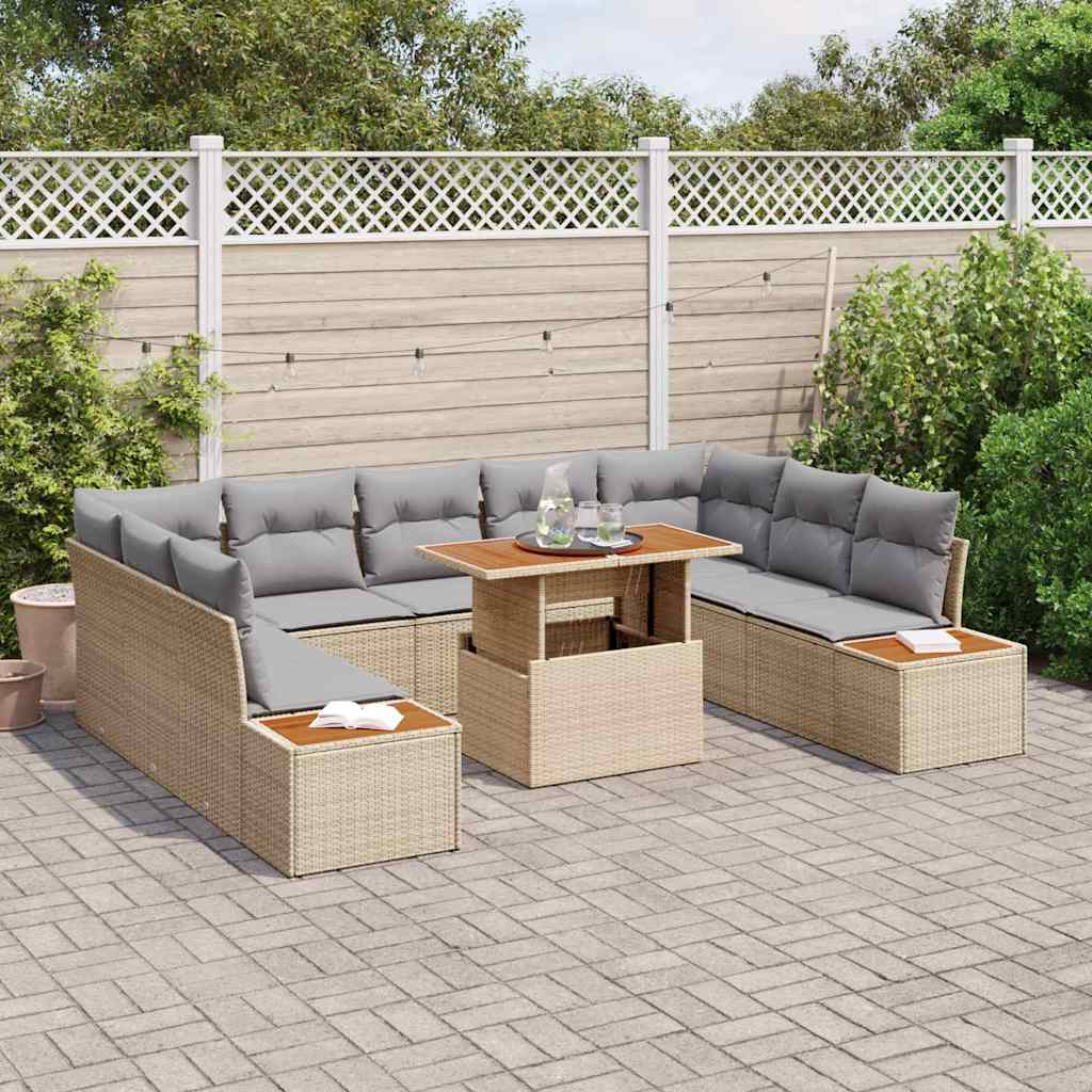 Garten Essgruppe mit Kissen 10 pcs Beige und Grau