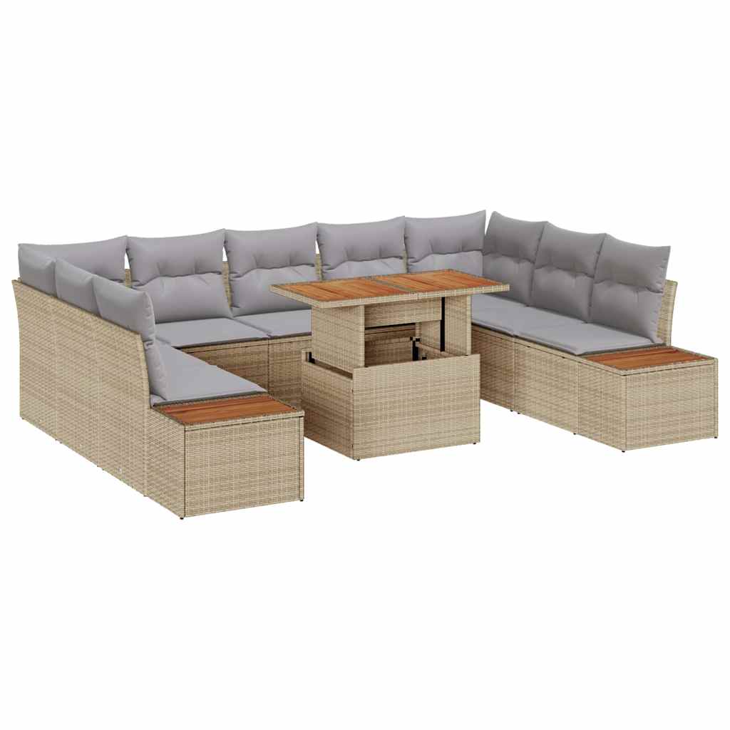 Garten Essgruppe mit Kissen 10 pcs Beige und Grau